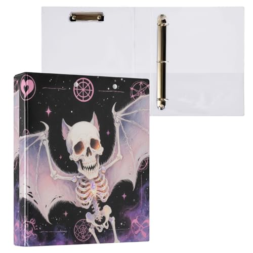 Anime-Stil Böses Skelett Tarot-Ordner schwarz und rosa, 3 Ringbücher mit Innentaschen, 2 Stück, ästhetischer Ordner, 200 Blatt Anime-Stil Böses Skelett Tarot-Ordner schwarz und rosa, 3 Ringbücher mit Innentaschen, 2 Stück, ästhetischer Ordner, 200 Blatt von miaozhen