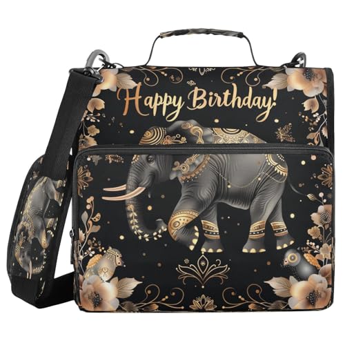 Aufbewahrungstasche für Dokumente, Akten, 3,8 cm, mit Schultergurt und Griff, Bohemian-Stil, marokkanischer Stil, Happy Birthday, Tier, Elefant, Bronze, mehrere Taschen, geeignet für Mittelschule Aufbewahrungstasche für Dokumente, Akten, 3,8 cm, mit Schultergurt und Griff, Bohemian-Stil, marokkanischer Stil, Happy Birthday, Tier, Elefant, Bronze, mehrere Taschen, geeignet für Mittelschule von miaozhen