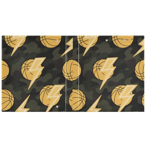 Basketball schwarz orange 3,8 cm Ordner 3 Ringbuchordner mit Tascheneinband, 1 Packung, ästhetischer Ordner, 200 Blatt von miaozhen