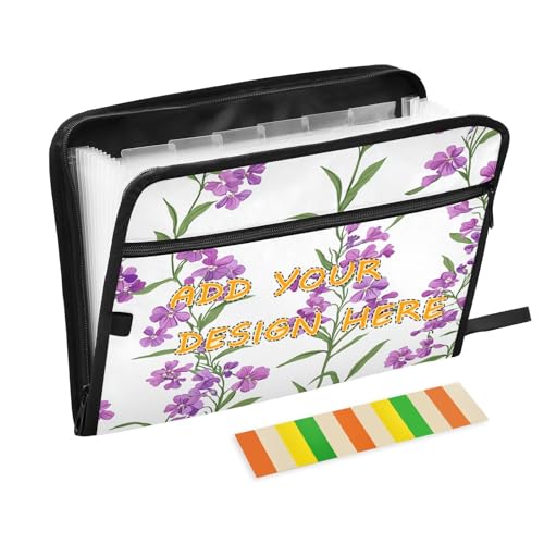 Benutzerdefinierte Mappe mit Tasche, 13 Taschen, A4, Briefgröße, anpassbar, erweiterbare Hängemappe mit Reißverschluss, für Bürobedarf, Yukon Fireweed Beauty Flowers Organizer von miaozhen