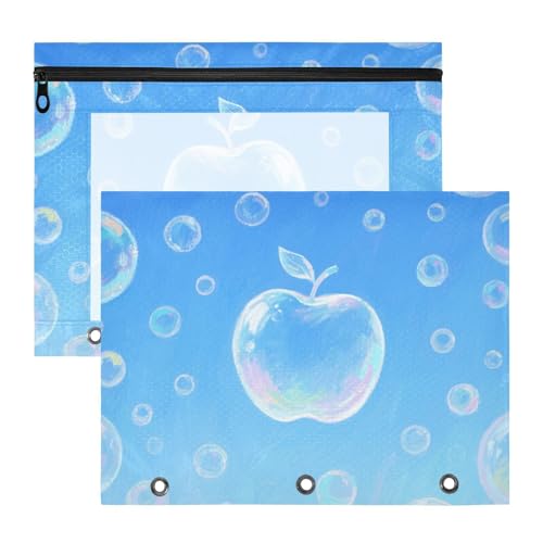 Bezaubernder Kunststoff-Aktenordner für A4-Papierbriefe, 2 Stück, Lehrer, Schulanfang, blaue Obstblasen-Ordner für Dokumente von miaozhen