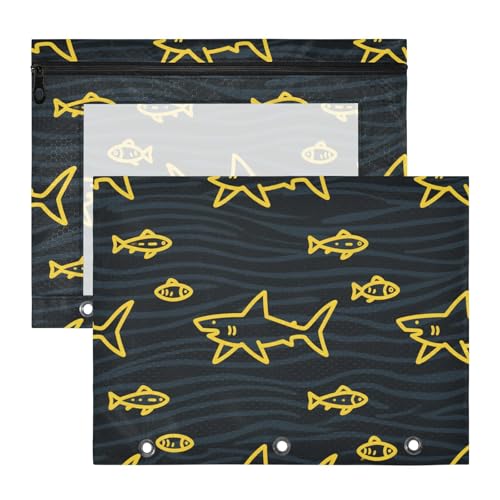 Binder-Bleistiftbeutel, 3 Löcher, 3 Locher für A4-Papier, Briefe, 2 Stück, Studenten, Schulbedarf, wütende Tiere, Hai, Fische, Gelb, Schwarz, Bolsa para lapices Binder-Bleistiftbeutel, 3 Löcher, 3 Locher für A4-Papier, Briefe, 2 Stück, Studenten, Schulbedarf, wütende Tiere, Hai, Fische, Gelb, Schwarz, Bolsa para lapices von miaozhen