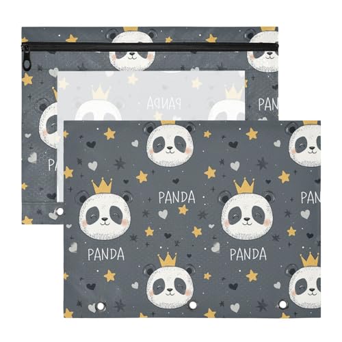 Binder-Bleistiftetui, stabile 3-Loch-Tasche für 3-Ringe, 2 Stück, Studenten, Büro, Panda, König, Stern, Grau, Ordner para documentos Binder-Bleistiftetui, stabile 3-Loch-Tasche für 3-Ringe, 2 Stück, Studenten, Büro, Panda, König, Stern, Grau, Ordner para documentos von miaozhen