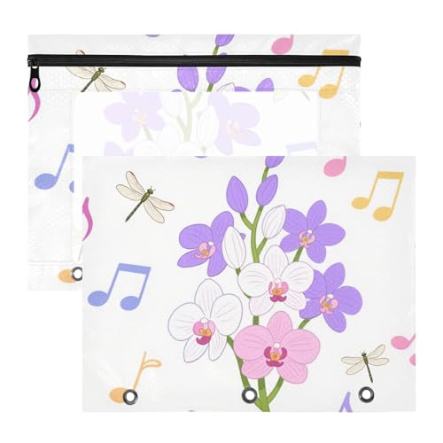 Binder-Bleistiftetui, tragbare Taschenordner für A4-Papier, Briefe, 2 Stück, Studenten, Büro, schöne Blumen und Libellen, Notizen, bunte Ordner für Dokumente Binder-Bleistiftetui, tragbare Taschenordner für A4-Papier, Briefe, 2 Stück, Studenten, Büro, schöne Blumen und Libellen, Notizen, bunte Ordner für Dokumente von miaozhen