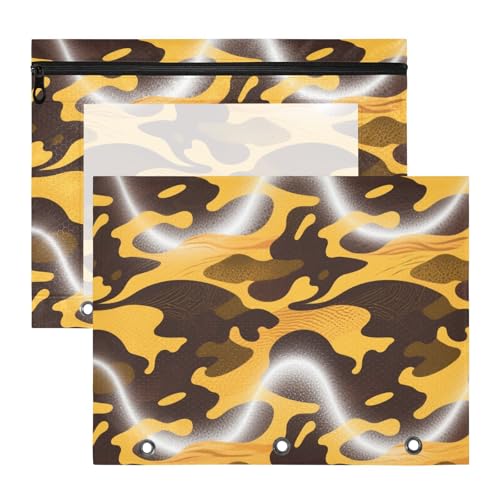 Binder-Bleistifttaschen mit Reißverschluss, 3-Loch-Tasche für A4-Papier, Briefe, 2 Stück, Lehrer, College, Zubehör, Camouflage, Gelb, Braun, Ordner für Dokumente Binder-Bleistifttaschen mit Reißverschluss, 3-Loch-Tasche für A4-Papier, Briefe, 2 Stück, Lehrer, College, Zubehör, Camouflage, Gelb, Braun, Ordner für Dokumente von miaozhen