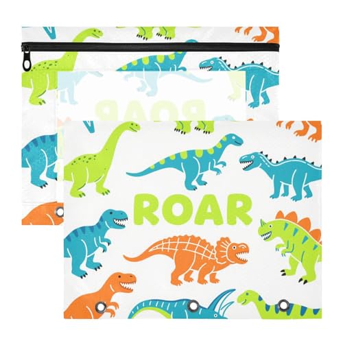 Binder-Federmäppchen, 3 Löcher, 3 Locher für A4-Papier, Briefe, 2 Stück, Studenten, Büro, Cartoon, Dinosaurier, brüllendes Orange, Schwarz, estuche para lapices Binder-Federmäppchen, 3 Löcher, 3 Locher für A4-Papier, Briefe, 2 Stück, Studenten, Büro, Cartoon, Dinosaurier, brüllendes Orange, Schwarz, estuche para lapices von miaozhen