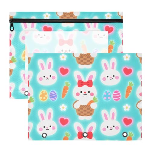 Binder-Federmäppchen, 3 Löcher, Taschenordner für 3 Ringe, 2 Stück, Studenten, Klassenzimmer, niedliche Osterhasen, Karottenmappe für Dokumente Binder-Federmäppchen, 3 Löcher, Taschenordner für 3 Ringe, 2 Stück, Studenten, Klassenzimmer, niedliche Osterhasen, Karottenmappe für Dokumente von miaozhen