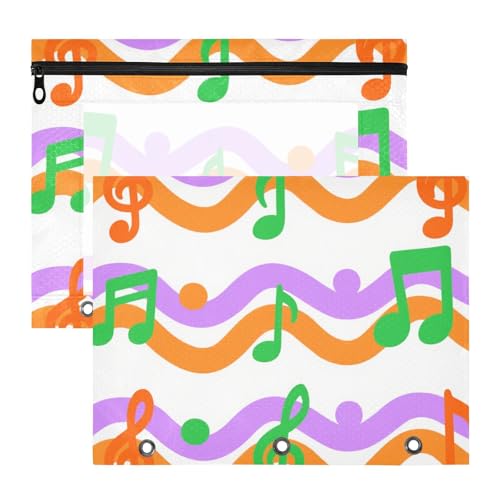 Binder-Federmäppchen, bezaubernde Kunststoff-Dokumentenmappe für A4-Papier, Briefe, 2 Stück, Studenten, Schulbedarf, Orange, Lila, Musiknoten, Cartuchera para lapices Binder-Federmäppchen, bezaubernde Kunststoff-Dokumentenmappe für A4-Papier, Briefe, 2 Stück, Studenten, Schulbedarf, Orange, Lila, Musiknoten, Cartuchera para lapices von miaozhen