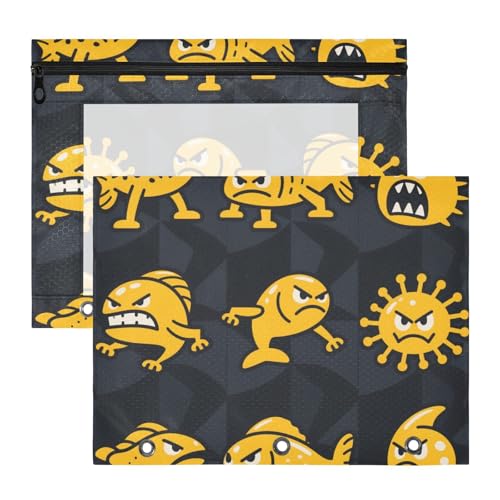 Binder-Federmäppchen, stabile 3-Loch-Tasche für A4-Papier, Briefe, 2 Stück, Lehrer, Schulanfang, wütender Hai, Fisch, Orange, Schwarz, Estuche para lapices Binder-Federmäppchen, stabile 3-Loch-Tasche für A4-Papier, Briefe, 2 Stück, Lehrer, Schulanfang, wütender Hai, Fisch, Orange, Schwarz, Estuche para lapices von miaozhen