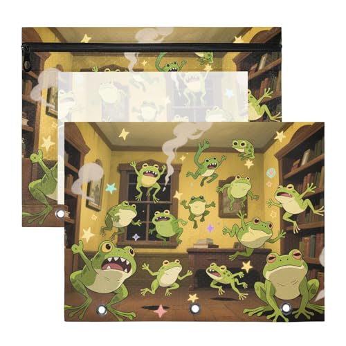 Binder-Federmäppchen, stabile 3-Loch-Tasche für A4-Papier, Briefe, 2 Stück, Studenten, Klasse, Tier, Frosch, Party, Zimmer, Estuche para lapices Binder-Federmäppchen, stabile 3-Loch-Tasche für A4-Papier, Briefe, 2 Stück, Studenten, Klasse, Tier, Frosch, Party, Zimmer, Estuche para lapices von miaozhen