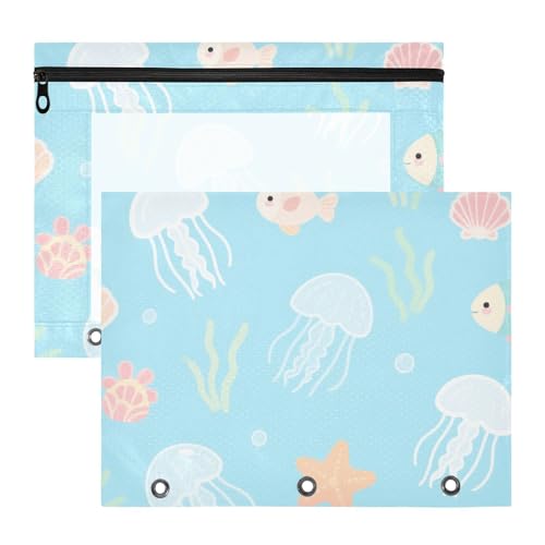 Binder-Federmäppchen, transparent, 3 Löcher, Tasche für 3 Ringe, 2 Stück, für Lehrer, Schule, Studenten, Lehrerbedarf, niedliche Cartoon-Quallen, Meerestiere, estuche para lapices Binder-Federmäppchen, transparent, 3 Löcher, Tasche für 3 Ringe, 2 Stück, für Lehrer, Schule, Studenten, Lehrerbedarf, niedliche Cartoon-Quallen, Meerestiere, estuche para lapices von miaozhen