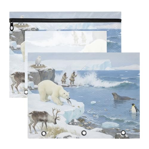 Binder-Federmäppchen, transparentes Fenster, 3 Löcher, Tasche für A4-Papier, Briefe, 2 Stück, Studenten, Schulanfang, lustig, Winter, Strand, Bär, Pinguin, Ordner für Dokumente Binder-Federmäppchen, transparentes Fenster, 3 Löcher, Tasche für A4-Papier, Briefe, 2 Stück, Studenten, Schulanfang, lustig, Winter, Strand, Bär, Pinguin, Ordner für Dokumente von miaozhen