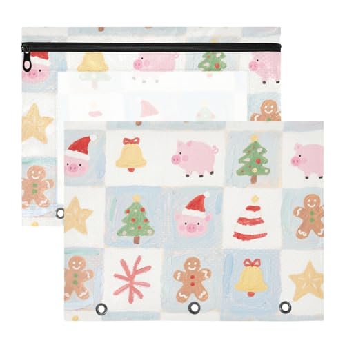 Bindertaschen, bezaubernde 3-Loch-Tasche für A4-Papier, Briefe, 2 Stück, Studenten, Büro, Happy Christmas, Pink Pig Cartuchera para lapices Bindertaschen, bezaubernde 3-Loch-Tasche für A4-Papier, Briefe, 2 Stück, Studenten, Büro, Happy Christmas, Pink Pig Cartuchera para lapices von miaozhen