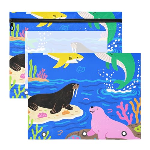 Bindertaschen, tragbar, 3 Löcher, Tasche für 3 Ringe, 2 Stück, Lehrer, College, Zubehör, Ozean, Tier, Seelöwe, Seelöwe, Seelöwe, Blau, Estuche para lapices Bindertaschen, tragbar, 3 Löcher, Tasche für 3 Ringe, 2 Stück, Lehrer, College, Zubehör, Ozean, Tier, Seelöwe, Seelöwe, Seelöwe, Blau, Estuche para lapices von miaozhen