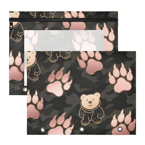 Bindertaschen mit Reißverschluss, 3-fach Locher, für A4-Papier, Briefe, 2 Stück, für Lehrer, Schule, Studenten, Lehrerbedarf, Roségold, Bärentatze, Camouflage, Schwarz, Estuche para lapices Bindertaschen mit Reißverschluss, 3-fach Locher, für A4-Papier, Briefe, 2 Stück, für Lehrer, Schule, Studenten, Lehrerbedarf, Roségold, Bärentatze, Camouflage, Schwarz, Estuche para lapices von miaozhen