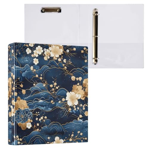 Blaue und goldene Retro-Notizbuch, romantische Blumen, 3,5 cm, D-Ringe, Notizbuch, Ordner mit Klemmbrett, 2 Stück, Bürobedarf, 200 Blatt Blaue und goldene Retro-Notizbuch, romantische Blumen, 3,5 cm, D-Ringe, Notizbuch, Ordner mit Klemmbrett, 2 Stück, Bürobedarf, 200 Blatt von miaozhen
