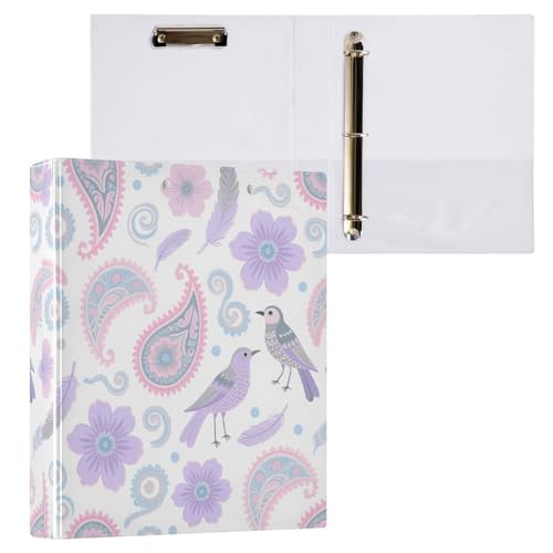 Boho Paisley Flower Bird Lavender White 3,8 cm Ordner 3 Ringe Ordner mit Innentaschen, 2 Stück, sortierte Ordner, 200 Blatt Boho Paisley Flower Bird Lavender White 3,8 cm Ordner 3 Ringe Ordner mit Innentaschen, 2 Stück, sortierte Ordner, 200 Blatt von miaozhen