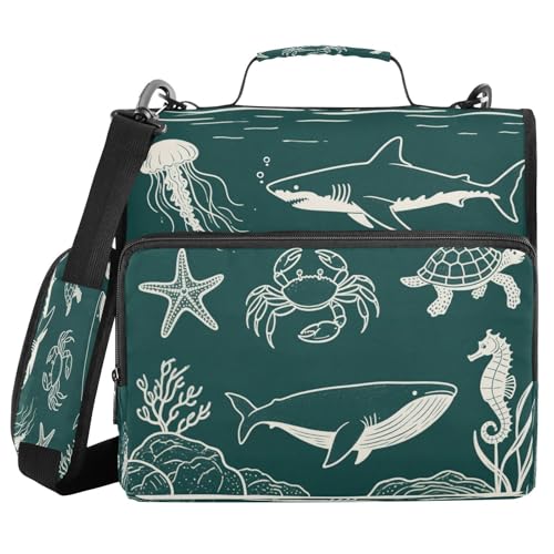 Bolsa de Cremallera Schulbedarf-Organizer mit Gurt unter dem Ozean, Tier, weiß, dunkelgrün, Hai, Quallen, mehrere Taschen, für Schule und Büro, 3,8 cm Bolsa de Cremallera Schulbedarf-Organizer mit Gurt unter dem Ozean, Tier, weiß, dunkelgrün, Hai, Quallen, mehrere Taschen, für Schule und Büro, 3,8 cm von miaozhen