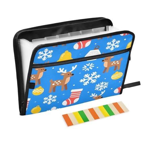 Breiter Aktenordner, 13 Taschen, A4, Briefgröße mit Reißverschluss, für Bürobedarf, Frohe Weihnachten, brauner Elch, Teppiche Breiter Aktenordner, 13 Taschen, A4, Briefgröße mit Reißverschluss, für Bürobedarf, Frohe Weihnachten, brauner Elch, Teppiche von miaozhen