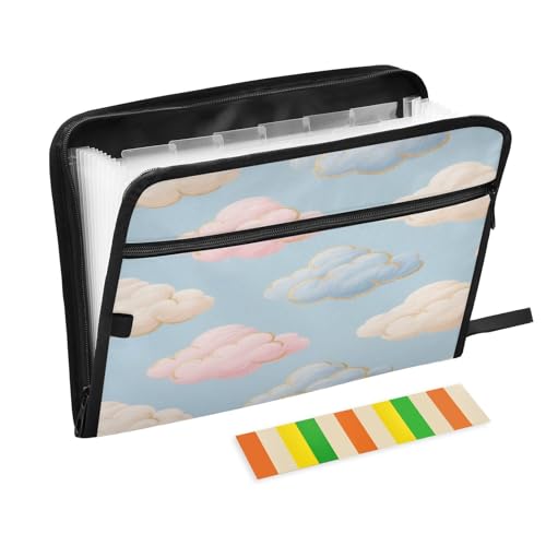 Breiter Aktenordner mit 13 Fächern, A4, Briefgröße mit Reißverschluss, für Schule, Zuhause, Büro, Klassenzimmer, Blau und goldene Wolken Breiter Aktenordner mit 13 Fächern, A4, Briefgröße mit Reißverschluss, für Schule, Zuhause, Büro, Klassenzimmer, Blau und goldene Wolken von miaozhen