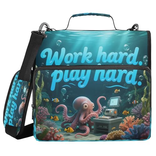 Büroordner mit 3 Ringen, 3,8 cm, mit Schultergurt und Griff, harte Arbeit, harte Tiere, Meer, mehrere Taschen, für Schule, Bolsa de almacenamiento de archivos Büroordner mit 3 Ringen, 3,8 cm, mit Schultergurt und Griff, harte Arbeit, harte Tiere, Meer, mehrere Taschen, für Schule, Bolsa de almacenamiento de archivos von miaozhen