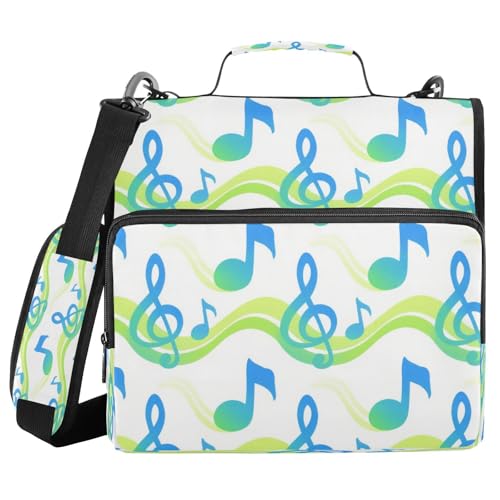 Büroordner mit 3 Ringen, mit Schultergurt, Blau-Grün, Farbverlauf, Musiknoten, bunt, einfach zu tragen, für Büro, Schule, Carpeta con bolsillo Extra Büroordner mit 3 Ringen, mit Schultergurt, Blau-Grün, Farbverlauf, Musiknoten, bunt, einfach zu tragen, für Büro, Schule, Carpeta con bolsillo Extra von miaozhen