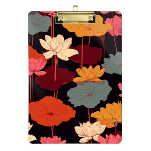 Bunte Wasserlilien, Blumenblätter, Klemmbrett, Ergotherapie, Kunststoff, für Klemmbrett, Lehrer, Größe 22,9 x 32,5 cm, Tabla para escribir von miaozhen