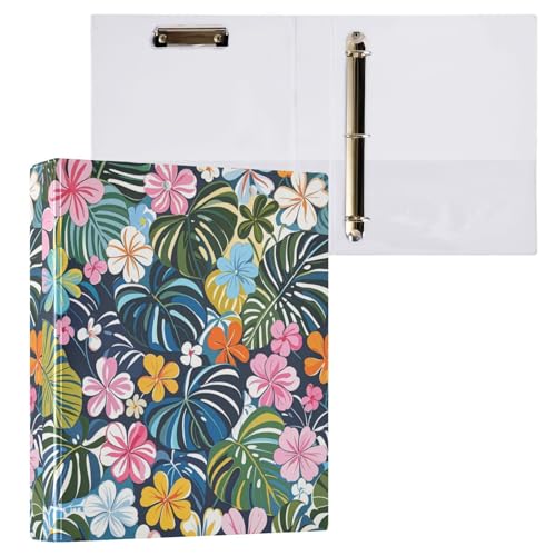 Bunter Sommer-Hawaii-Blumen, 3,5 cm, Ordner mit 3 Ringen, Ordner mit Klemmbrett, 2 Stück, Büroordner, Zubehör, 200 Blatt von miaozhen