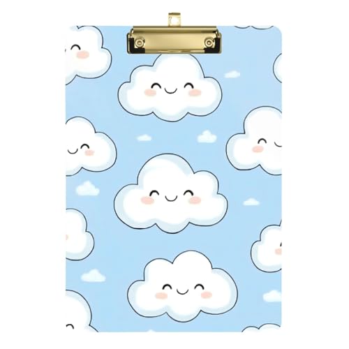 Cartoon Cute Blue Clouds Klemmbrett Ordner Datei Padfolio Transparent für Fußball Truck Fahrer Größe 9 x 12,5 Tabla para escribir von miaozhen
