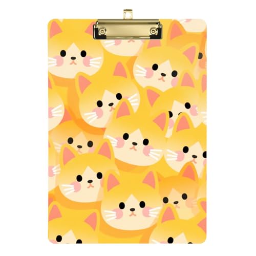 Cartoon Cute Cats Yellow Organizer Klemmbrett Acryl Cute for Nursing Student Trade Quest Size 9 x 12.5 Tabla para escribir von miaozhen