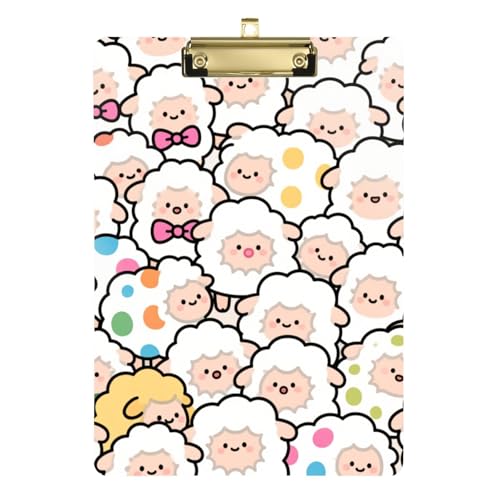 Cartoon Cute Sheep White School clipboard Transparent for Police Office Nurse Football Coaches Size 9 x 12.5 Tabla para escribir con Clip von miaozhen