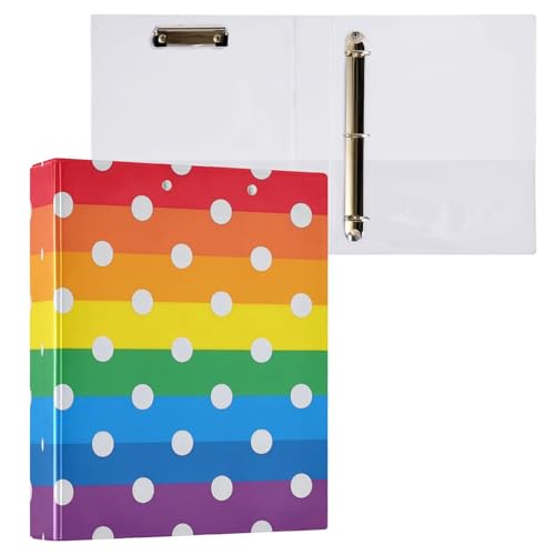 Cartoon Dot Rainbow 1 und 1/2 Zoll Binder 3 Ringe Notizbuch Ordner mit Klemmbrett 2 Pack Bürobinder Supplies 200 Blatt von miaozhen