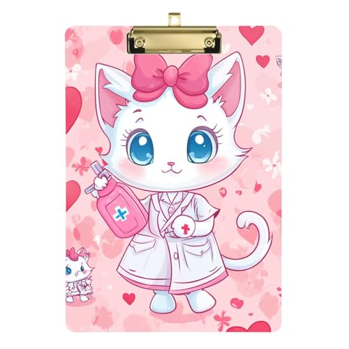 Cartoon-Klemmbrett mit niedlicher weißer Krankenschwester-Katze, 22,9 x 30,5 cm, Acryl, niedlich für legale Frauen, Basketball-Trainer, Größe 22,9 x 32,5 cm, Tabla para escribir Cartoon-Klemmbrett mit niedlicher weißer Krankenschwester-Katze, 22,9 x 30,5 cm, Acryl, niedlich für legale Frauen, Basketball-Trainer, Größe 22,9 x 32,5 cm, Tabla para escribir von miaozhen