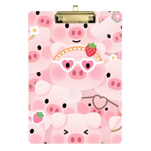 Cartoon-Klemmbrett mit pinkem Schwein, Kunststoff, für Lehrer, Portfolio, Klemmbrett, Größe 22,9 x 32,5 cm, Tablas para escribir von miaozhen