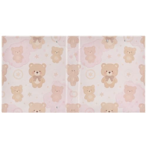 Cartoon-Ordner mit niedlichem braunem Teddybär, 3,5 cm, D-Ringe, Notizbuch, Ordner mit Innentaschen, 1 Packung, Büro-Ordner, Zubehör, 200 Blatt von miaozhen