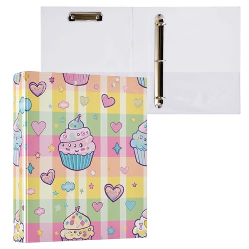 Cartoon Pastel Cakes 3,8 cm Ordner 3-Ringe Notizbuch Ordner mit Klemmbrett, 2 Stück, Bürobedarf, 200 Blatt Cartoon Pastel Cakes 3,8 cm Ordner 3-Ringe Notizbuch Ordner mit Klemmbrett, 2 Stück, Bürobedarf, 200 Blatt von miaozhen