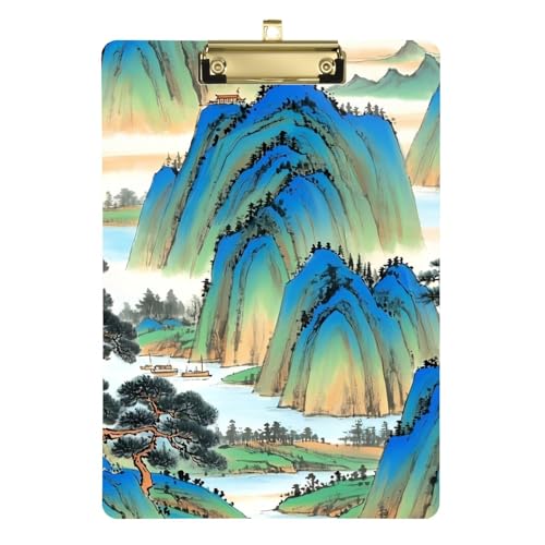 Chinesische Tintenmalerei, Bergskizze, Klemmbrett, Standardloch für Softball-Trainer, Klemmbrett, Lehrer, Größe 22,9 x 32,5 cm, Tabla para escribir con Clip Chinesische Tintenmalerei, Bergskizze, Klemmbrett, Standardloch für Softball-Trainer, Klemmbrett, Lehrer, Größe 22,9 x 32,5 cm, Tabla para escribir con Clip von miaozhen