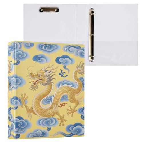 Chinesischer Drache Tierwolke 1 und 1/2 Zoll Notizbuch, Drei-Ringbuch mit Klemmbrett, 2 Stück, Bürobedarf, 200 Blatt von miaozhen