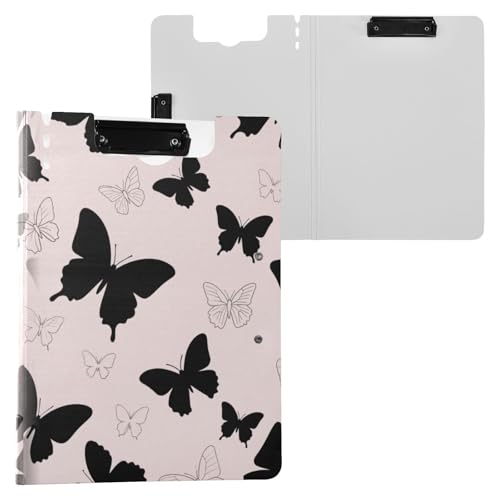 Clipboard Folder Fashion Black Butterfly Pink A4 Klemmbrett Clipfolio Zwei Metallclips Stifthalter Schule Klemmbrett mit Abdeckung von miaozhen