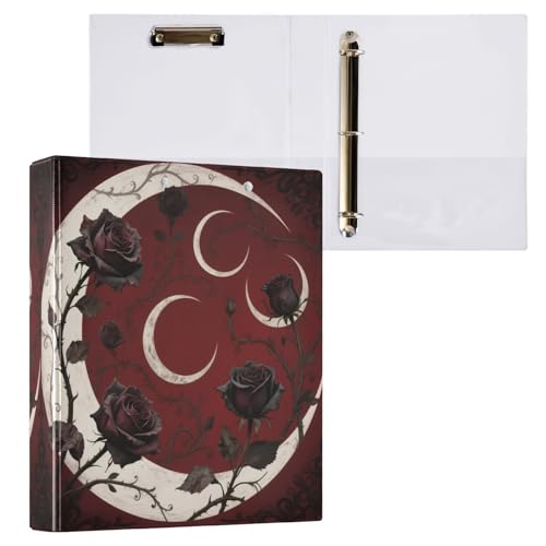 Dark Night Moon Black Roses 3,8 cm Ringbuch mit Klemmbrett, 2 Stück, Büroordner, 200 Blatt Dark Night Moon Black Roses 3,8 cm Ringbuch mit Klemmbrett, 2 Stück, Büroordner, 200 Blatt von miaozhen