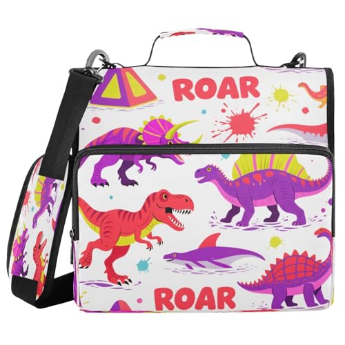 Dokumenten-Organizer mit 3 Ringen, 3,8 cm, mit Griff und abnehmbarem Schultergurt, Cartoon-Dinosaurier, brüllend, rot, weiß, Laege, Kapazität für Mittelschule, Paquete de gestión de documentos Dokumenten-Organizer mit 3 Ringen, 3,8 cm, mit Griff und abnehmbarem Schultergurt, Cartoon-Dinosaurier, brüllend, rot, weiß, Laege, Kapazität für Mittelschule, Paquete de gestión de documentos von miaozhen