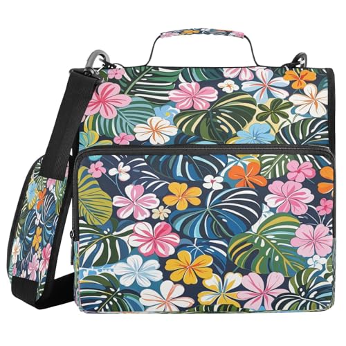 Dokumenten-Organizer mit 3 Ringen, 3,8 cm, mit Griff und abnehmbarem Schultergurt, bunte hawaiianische Blumen, mehrere Taschen für Büro, Schule, Gestor de documentos Dokumenten-Organizer mit 3 Ringen, 3,8 cm, mit Griff und abnehmbarem Schultergurt, bunte hawaiianische Blumen, mehrere Taschen für Büro, Schule, Gestor de documentos von miaozhen