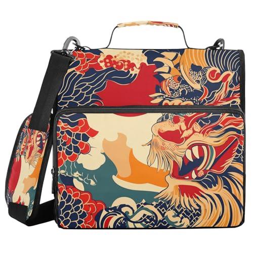Dokumenten-Organizer mit 3 Ringen, 3,8 cm, mit Schultergurt und Griff, Löwe, japanischer Stil, wasserdicht, für Büro, Schule, Organisadores de adhesivos escolares Dokumenten-Organizer mit 3 Ringen, 3,8 cm, mit Schultergurt und Griff, Löwe, japanischer Stil, wasserdicht, für Büro, Schule, Organisadores de adhesivos escolares von miaozhen