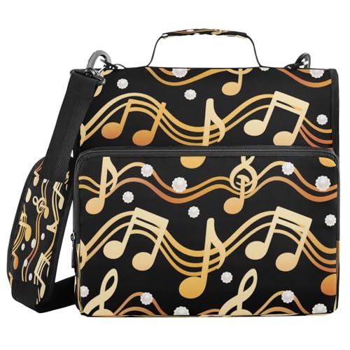 Dokumenten-Organizer mit 3 Ringen und Schultergurt und Griff, Gold und Schwarz, Musiknoten-Laege, Kapazität für Mittelschule Clip de Cremallera Dokumenten-Organizer mit 3 Ringen und Schultergurt und Griff, Gold und Schwarz, Musiknoten-Laege, Kapazität für Mittelschule Clip de Cremallera von miaozhen