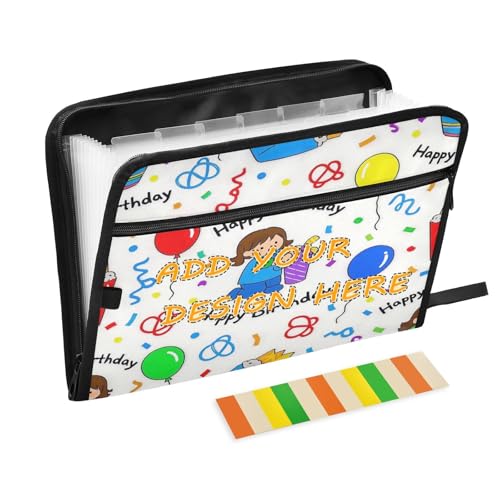 Dokumentenmappe, 13 Fächer, A4, Briefgröße, individueller Organizer mit Tasche mit Reißverschluss, für Klassenzimmer, Zuhause, Büro, Reisen, Happy Birthday, Luftballon, bunt Dokumentenmappe, 13 Fächer, A4, Briefgröße, individueller Organizer mit Tasche mit Reißverschluss, für Klassenzimmer, Zuhause, Büro, Reisen, Happy Birthday, Luftballon, bunt von miaozhen