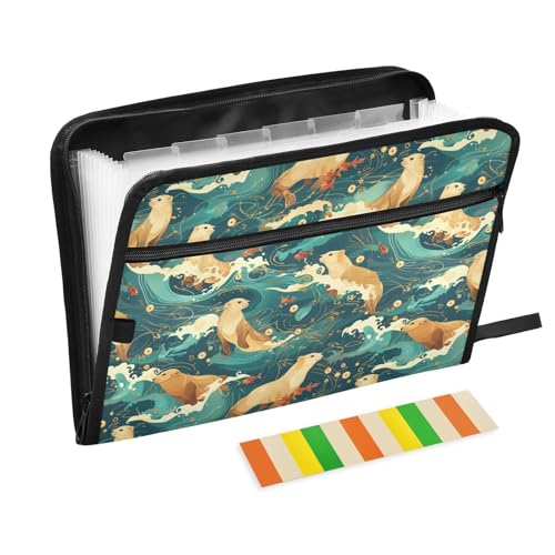Dokumentenmappe, 13 Taschen, A4, Briefgröße mit Reißverschluss, für Bürobedarf, japanische Seehunde, Ozeanwellen, Para Guardar Dokumentenmappe, 13 Taschen, A4, Briefgröße mit Reißverschluss, für Bürobedarf, japanische Seehunde, Ozeanwellen, Para Guardar von miaozhen