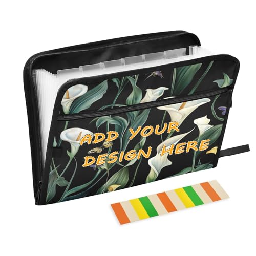 Dokumentenmappe, erweiterbar, 13 Fächer, A4, Briefgröße, personalisierbarer Quittungs-Organizer mit Reißverschluss, für Dokumentenaufbewahrung, Kunst, Calla-Lilie, Blume, Grün und Weiß, Carpeta de Dokumentenmappe, erweiterbar, 13 Fächer, A4, Briefgröße, personalisierbarer Quittungs-Organizer mit Reißverschluss, für Dokumentenaufbewahrung, Kunst, Calla-Lilie, Blume, Grün und Weiß, Carpeta de von miaozhen