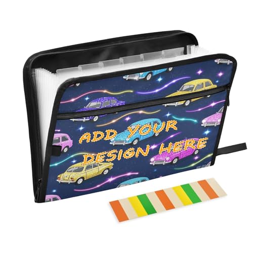 Dokumentenmappe mit 13 Fächern, A4, Briefform, mit Reißverschluss, für Büro, Schule, künstlicher Glitzer, Cartoon, Auto, marineblaue Teppiche Dokumentenmappe mit 13 Fächern, A4, Briefform, mit Reißverschluss, für Büro, Schule, künstlicher Glitzer, Cartoon, Auto, marineblaue Teppiche von miaozhen