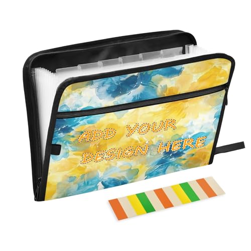 Dokumentenmappe mit 13 Fächern, A4, Briefgröße, personalisierbar, mit Reißverschluss, für Klassenzimmer, Zuhause, Büro, Reisen, abstrakte Aquarell-Blume, Zitronengelb, Hellblau Dokumentenmappe mit 13 Fächern, A4, Briefgröße, personalisierbar, mit Reißverschluss, für Klassenzimmer, Zuhause, Büro, Reisen, abstrakte Aquarell-Blume, Zitronengelb, Hellblau von miaozhen