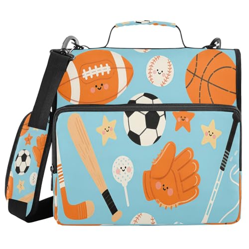 Dokumentenmappe mit 3 Ringen, 3,8 cm, mit Griff, Rugby-Baseballbälle, Werkzeuge, blau, wasserdicht, für Schule/Büro, Cartera con cremallera Dokumentenmappe mit 3 Ringen, 3,8 cm, mit Griff, Rugby-Baseballbälle, Werkzeuge, blau, wasserdicht, für Schule/Büro, Cartera con cremallera von miaozhen